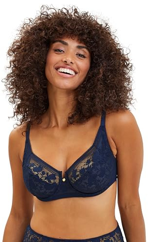 sans Complexe - Soutien-Gorge Emboitant avec Armatures en Dentelle - Suzie - Femme - Bleu Marine - 110E