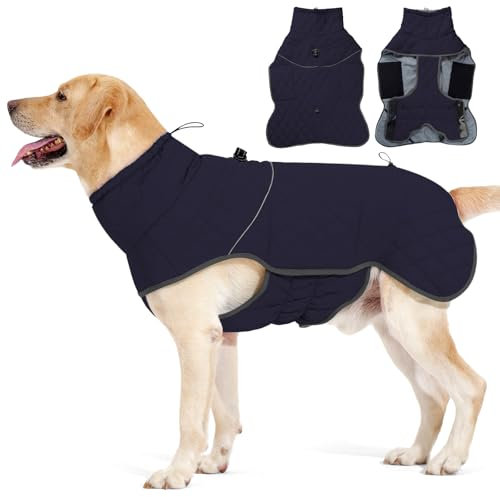 Dotoner Wasserdichter Hundemantel Reflektierende Hundejacke für kaltes Wetter mit weichem Fleecefutter Warmer Mantel mit Geschirr für kleine-große Hunde Indoor &Outdoor Camping Wandern