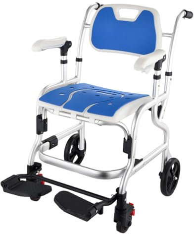 Joyfitness Sedia da Toilette per Doccia con Ruote Sedia a rotelle Multifunzionale per Doccia con rotelle con Morbida Imbottitura, Sedia da Toilette Mobile per Doccia con Ruote bloccabili