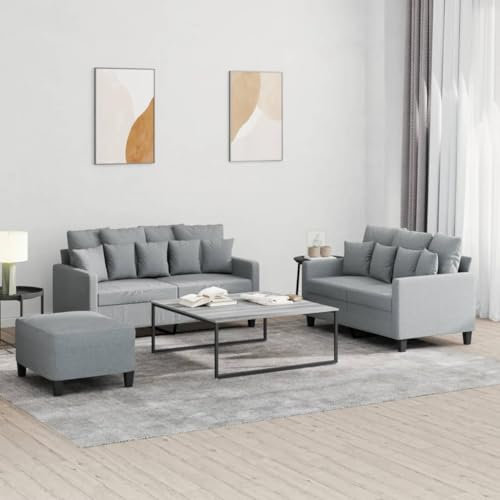 LAPOOH 3-TLG. Sofagarnitur mit Kissen Hellgrau Stoff, Sofas & Couches, Sofa Wohnzimmer, Sofa Für Jugendzimmer, Relaxsofa, Sofa Für Schlafzimmer, Polstersofa - 3201656