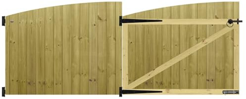Premier Garden Supplies Made to Measure Tongue & Groove Fully Framed Arch Top Driveway Gates for Measurements Height 3ft - 4ft (90-120cm) x Width: 274cm - 305cm +600mm Hinge Ring Latch Kit
