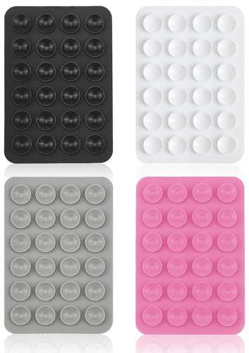 4 Stück Saugnapf, Silikon für Handy, Handy-Kleber, Stromversorgung, Selfies und Videos (Schwarz Weiß Grau)
