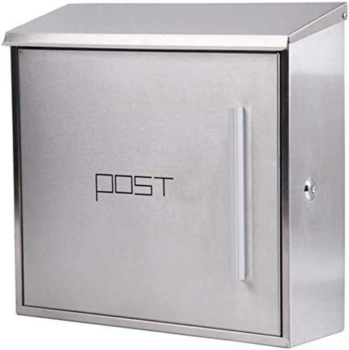 Wall-Mount Mailbox Classic Outdoor Waterproof Letterbox Postbox Mailbox Wall Mounted Lockable Post Mail Letter Box Houses Front Door Office Safe Parcel Drop Box-Red (Grey) (Grey)