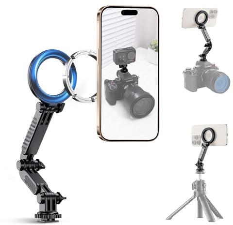 Extended Magnetic Cold Shoe Tripod Mount for Phone & Action Camera | Hot Shoe Phone Mount Adapter with Mag-safe & 1/4-20 thread, Magnet Phone Mount for iPhone 17 16 15 14 13 12 Pro Max Plus