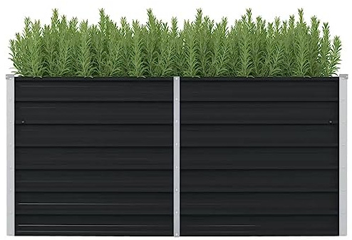 Cozynest Garten Hochbeet Gemüsebeet Pflanzbeet Gartenbeet Frühbeet Pflanzkasten Blumenkasten Blumenbeet Hochbeet Anthrazit 160 x 80 x 77 cm Verzinkter Stahl