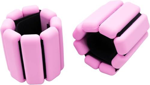 Leikefitness Adjustable Wearable Wrist Weights - 1 Pair (225g/450g Each) for Women & Men | Gym, Yoga, Dance, Pilates, Cardio | Arm & Wrist Support Weight Lifting | Hand & Ankle Weights (Pink, 450g)
