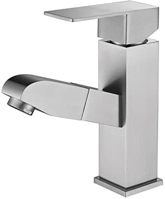 SXSWCH Ausziehen von Wasserhahnbeckenmischungshahn für heiße und kaltes Wasser rotatierbarer Eingriff einverrückter multifunktionaler Eingriff multifunktionaler Spülenarmatur für Badezimmer