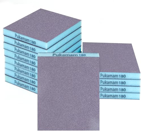 Pukamam 12 st slipsvamp-set, 180 slipdynor, slipblock, vått och torrt sandpapper för metall, trä, vägg, bil, möbler