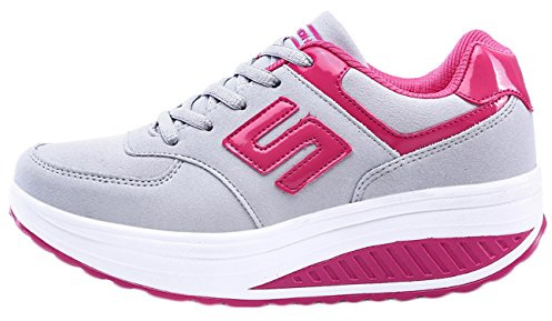 NEWQSING Mujeres Primavera Otoño Moda Transpirable con Cordones Zapatos De Balancín Zapatos Deportivos Ocasionales
