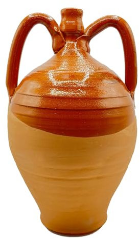 Fiasco Toscano Tradizionale in Terracotta, Semi-Smaltato, 15 cm, Vaso Decorativo per Vino e Liquidi