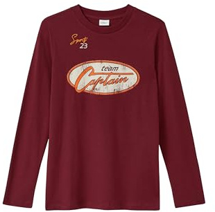 s.Oliver Langarm-Jerseyshirt mit Print und Stickerei