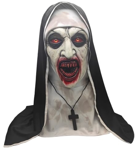 JadeLink The nun maske – Gruselige，halloween kostüm nonne, gruselige masken,Halloween Cosplay Horror Maske für erwachsene, Unisex, Latex-Maske