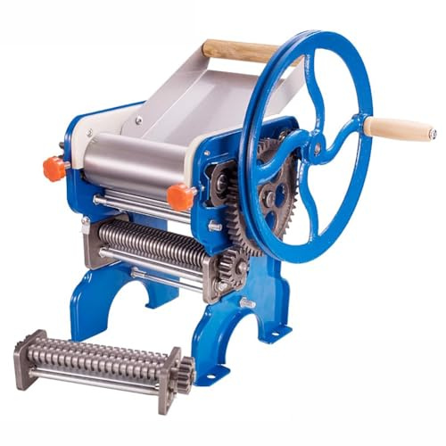 TT-YEC Machine À Nouilles Fraîches, Machine À Nouilles Manuelle en Métal Robuste avec 2 Couteaux, Trémie À Nouilles Amovible, Presse À Pâte De Table, Fabrication De Nouilles À La Main,A