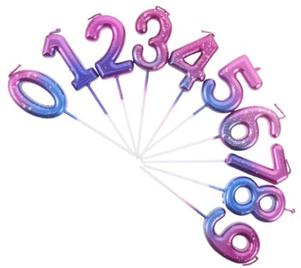 Zerodeko 10PCS Gradient Number Candles with Stable Base for Birthday and Anniversary Cake Decoration Safe and Versatile Cake Toppers Highlighting Milestones in Purple to Blue