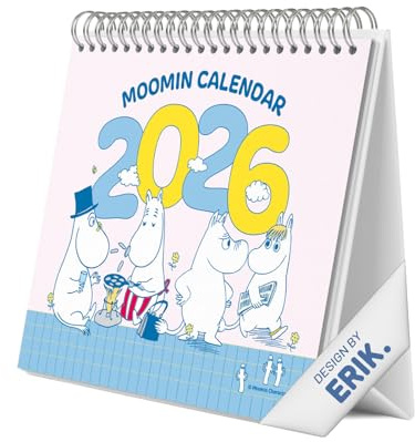 Grupo Erik Calendario sobremesa 2026 Moomin - Almanaque de mesa 2026 Con espacio para Anotar, Vista Mensual global, Ilustraciones y Base resistente (19,5 x 16,5cm)