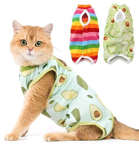 OIXEYA 2pcs Body Post Operatorio Gatto, Tutina Post Operatoria Gatto, Professionale Recupero Vestito Gatti per Ferite Addominali o Malattie Della Pelle