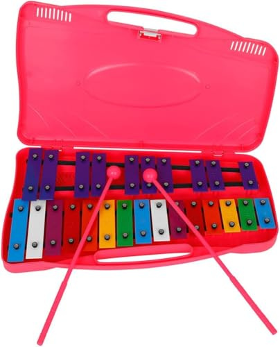 ROCKSTAR - Glockenpiel Carrillón Metalófono Xilófono SG25PK Cromático, 25 Teclas metálicas con Estuche y Mazas. Instrumento Musical
