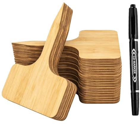 41 Stück Pflanzenschilder, Holz Pflanzenstecker zum Beschriften und Markerstift, Pflanzschilder für Draussen Wetterfest, Gartenzubehör für Pflanzenbeschriftung