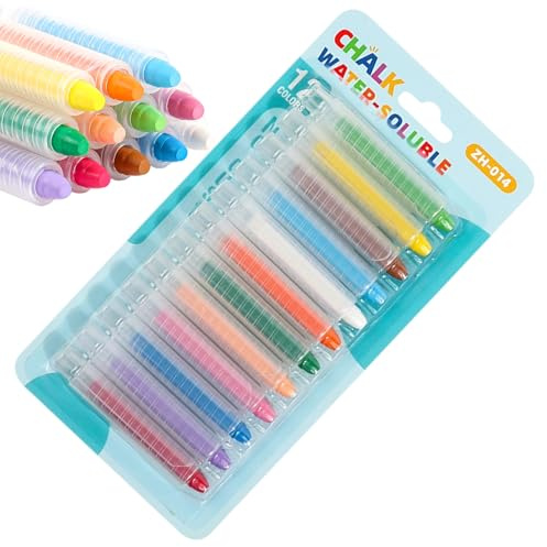 Bastoncini di gesso lavabili, 12 colori vivaci, sicuri, senza polvere, intrattenimento all'aperto, artigianato scolastico, arte marciapiede, strumenti di apprendimento, lavagna per interni
