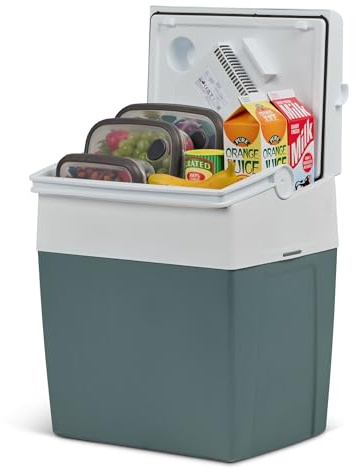 Mobicool ME27 Elektrisk kylväska, 26 l, grå, 12/230 V, minikylskåp för bil, lastbil, båt, fritid och camping