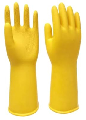 diskhandskar, 1 par kökshandskar, städning, handtvätthandskar, diskhandskar for hushållsartiklar(Yellow)