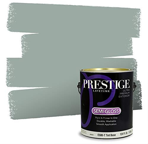 PRESTIGE E500-T-SW6213 Exterior Paint and Primer in One, 1-Gallon, Semi-Gloss, Comparable Match of Sherwin Williams Halcyon Green, 1 Gallon, SW198-Halcyon