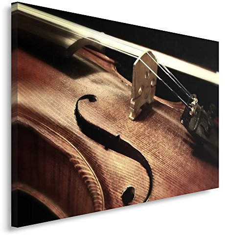 Feeby. Wandbild - 1 Teilig - 40x50 cm, Leinwand Bild Leinwandbilder Bilder Wandbilder Kunstdruck, GEIGE, MUSIK, BRAUN