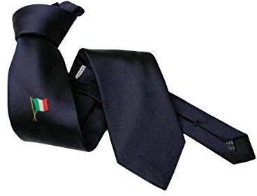 Avantgarde Cravatta blu con bandiera italiana centrale seta tricolore made in italy (cm 8 in punta, blu)