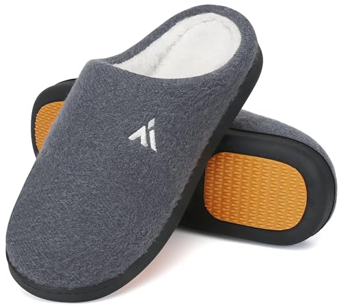 Mishansha Pantofole Uomo Invernali Ciabatte Donna Invernali da Casa Ciabatte Pelose Calde Memory Foam Babbucce Argento, Gr.36 EU
