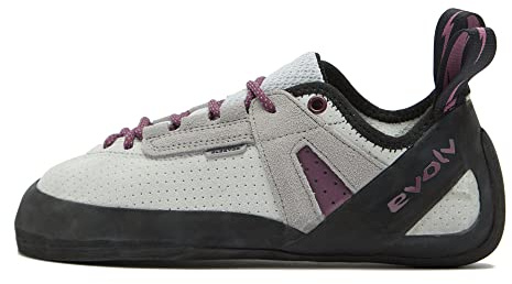 EVOLV Women's Elektra Lace Rock Climbing Shoes - Silk White/Grape - 8.5