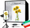 Light Box Photography 12/30cm, Tumax Portable Photo Light Box with Adjustable Brightness & 3 Colour Temperatures, Foldable Shooting Tent with 120pcs LED Lighting, 6 Colour Backgrounds for Watch, Food