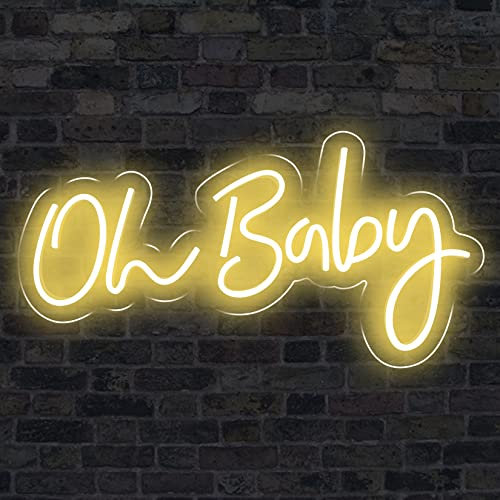 DYJD Oh Baby Neon Sign Große Neonlichter Zeichen Hochzeit Geburtstagsfeier Home Dekorieren Personalisierte Benutzerdefinierte Neonzeichen Bar Salon Cafe Nachtlichtzeichen Logo,Gelb,oh Baby