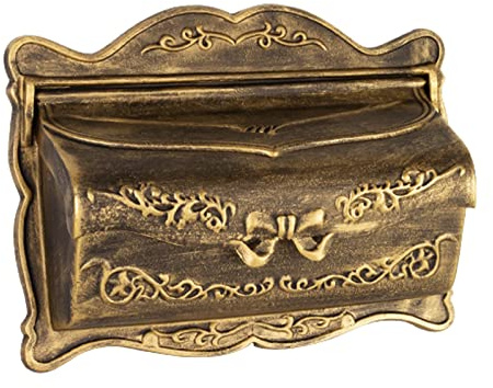 IDEAX Cast Aluminum Mailbox Pastoral Retro Letterbox Wall-Mounted Newspaper Box, Villa Large Capacity Outdoor Waterproof Postbox Rustic Farmhouse Mailboxes for Courtyard Villa (Color : Antique Gold)