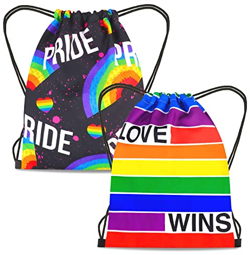 HOWAF 2 Bandera Arcoíris Bolsa Mochila Bolsa con Cuerdas Orgullo Gay Bolsas de Cordón Arco Iris Bolsa de Orgullo Gay Bandera LGBT Pride Bolsa Bandera LGBT Pride Flag para Orgullo Gay LGBT Gay Pride