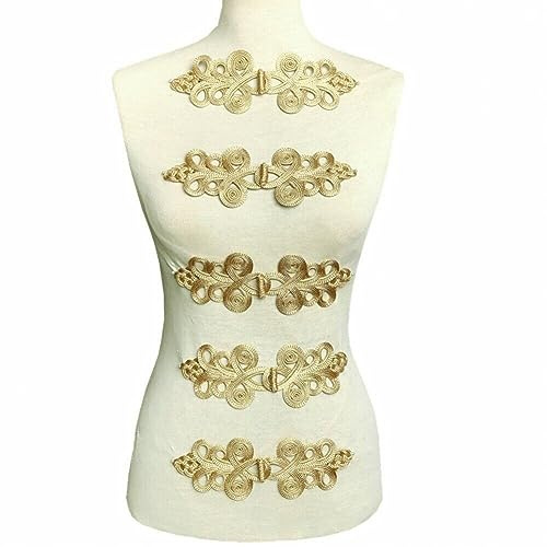 Fopytu 5 Set Chinese Knot Knopf Gold Barock Frosch Befestigungskabel Stickerei Verschluss Nähtasten Für Kleidung DIY