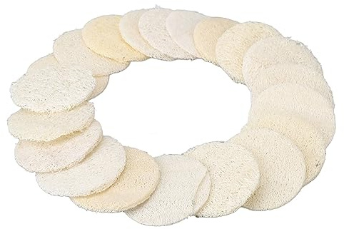 20 Piezas de Esponja de Lufa Exfoliante Corporal, Limpieza Facial 100%, Almohadilla Exfoliante para Cuerpo y Cara, Cuidado Corporal para Baño, Spa, Ducha, Cepillo Removedor de