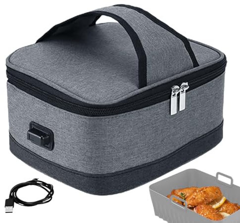 Borsa termica termica per pranzo, con presa USB, a tenuta stagna, ad alta capacità, per viaggi, picnic, scuola, attività all'aperto