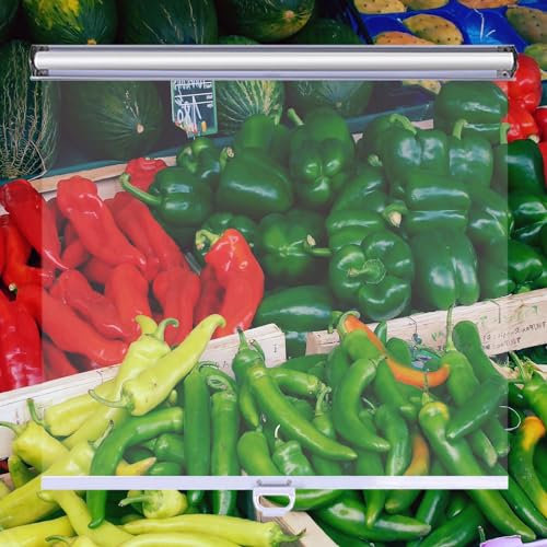 Durchsichtig Rollos Durchlässig Atmungsaktiv Rollo für Kühlschränke PVC Rollos mit Handgriff Gemüse Obst Frisch Rollo Gardine Einfache Installation(W40x150CM)