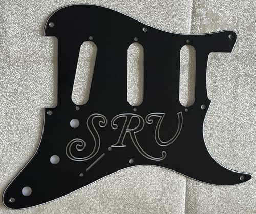 Plektrumschutz für kompatible Fender 8-Loch-SRV-Stratocaster-Gitarren-Schlagbrett (3-lagig, schwarz)