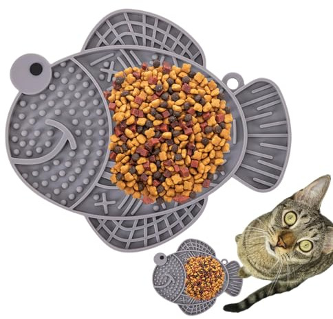 Mat à lécher pour Chiens - Mat à accrémure en Silicone en Forme de Poisson | Mat de léchage de Protection d'étouffement et de pourboire pour Les Chats | Puppy Coussin pour Petits Chiens, Natation,