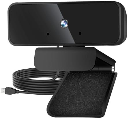 Jewan Webcam 1080P avec Microphone, USB A Webcam avec Réduction du Bruit et Cache-Objectif, Grand Angle 90°, Camera Streaming, Plug & Play, Web cam PC pour Vidéo Conférences
