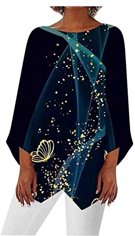 Blouse Femme Chic Et Élégant Fluide Chemisiers Et Blouses Femme Tunique Femme Chemise en Lin Femme Été Longue Grande Taille Col Rond Mode Imprimé Shirt