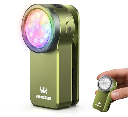 Wurkkos HD03 EDC Flashlight Rechargeable Clip-on Light, 680Lumens Mini Pocket Flashlight with RGB, Magnetic Small Flat Flashlight for Camping, Repairing, Signaling, Cycling (Green)