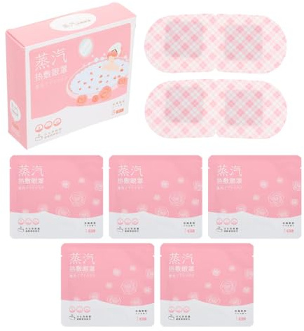 Hoement Maschera gli Occhi a Vapore 5 Pezzi per Uso Quotidiano, Allevia Affaticamento e Occhiaie Tessuto Non Tessuto e Cotone Punzonato Rosa