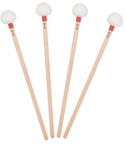 DECORNIJIA 4 Paukenschlägel mit Weichen Filzköpfen und Ergonomischem Holzgriff für Professionelle Orchester und Schulbands in Beige