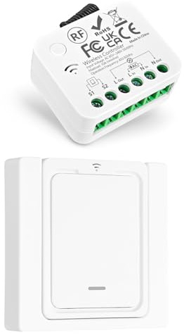 Tedeligo Kit Interrupteurs Sans Fil, Compatible Avec Les AC220V Interrupteurs Muraux, Portée De Contrôle Sans Fil Jusqu'à 50m Pour Lampes D'intérieur (Points : Fil Neutre Et Fil De Phase) 1 A 1