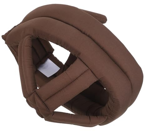 POPETPOP Bonnet de Protection Renforcé en Coton pour Personnes Âgées, Casque Anti-Chute Ajustable Coussin Doux, Chapeau de Sécurité Marron Protection des Oreilles, Soins Quotidiens