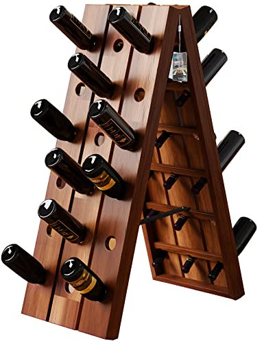 Casaria® Weinregal 36 Flaschen 87x 55x 39cm Akazien Holz Stehend Klappbar Keller Küche Wohnzimmer Bar Weinständer Weinhalter Flaschenregal Regal Rustikal