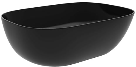 Muebles Pitarch Lavabo Baño de 14 x 46 x 32 cm (alto x ancho x profundo) de alto,cerámica negra mate