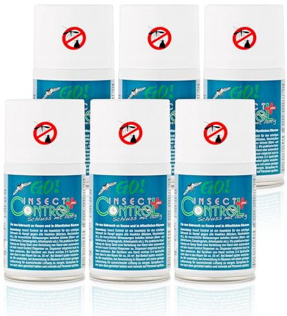 GO! Insect Control VORRAT: 6x Spray-Dosen zu 250ml - (6er-Pack) Insektenspray zur Fliegenabwehr gegen Schnacken, Stech-Mücken, Wespen, Fliegen u.a.(Gänseblümchen-Extrakt)…